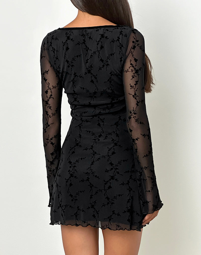 Image de Luth Mini Dress in Vine Flower Black