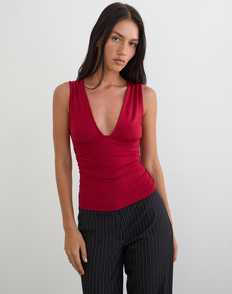 Image du haut Lycia Plunge Top en rouge Adrenaline