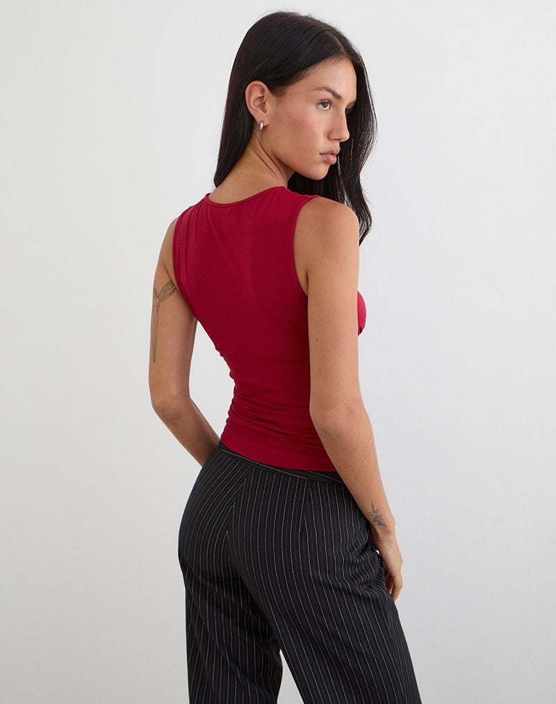 Image du haut Lycia Plunge Top en rouge Adrenaline