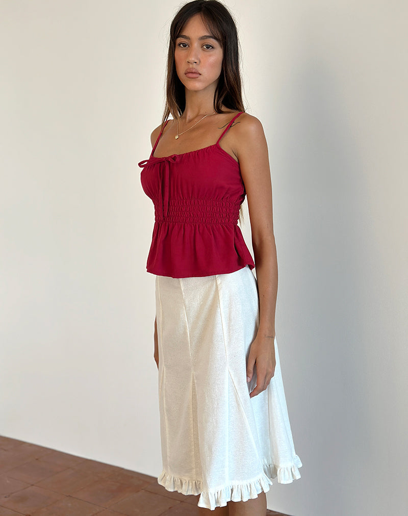 Image de Lyncia Tie Front Cami Top in Adrenaline Red