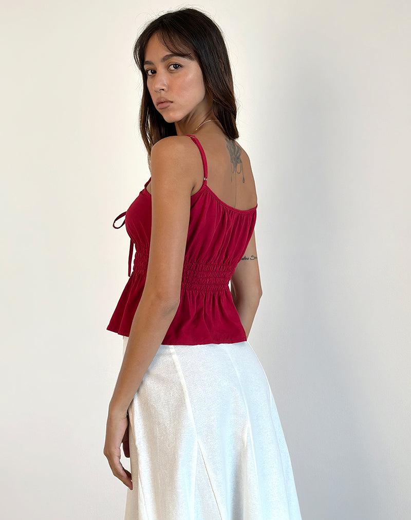 Image de Lyncia Tie Front Cami Top in Adrenaline Red