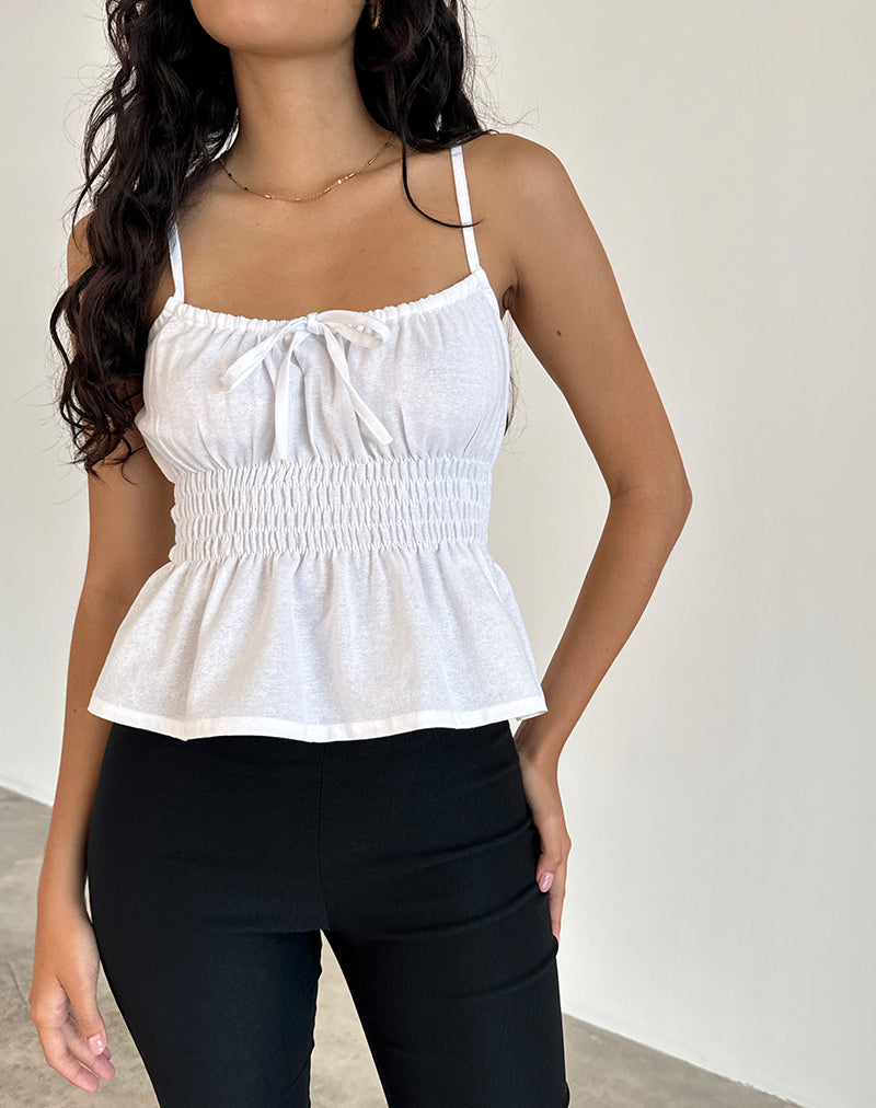 Image de Lyncia Tie Front Cami Top in Off White