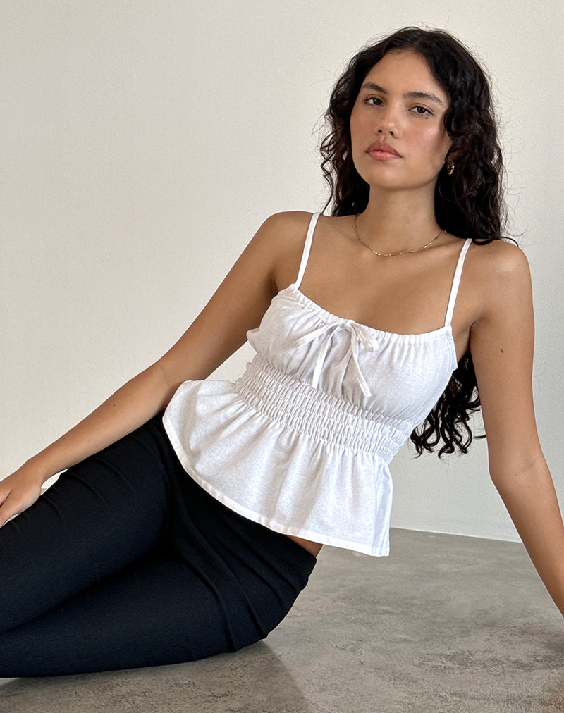 Image de Lyncia Tie Front Cami Top in Off White