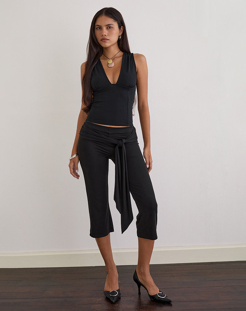 Lynod Plunge Top in Rayon Black