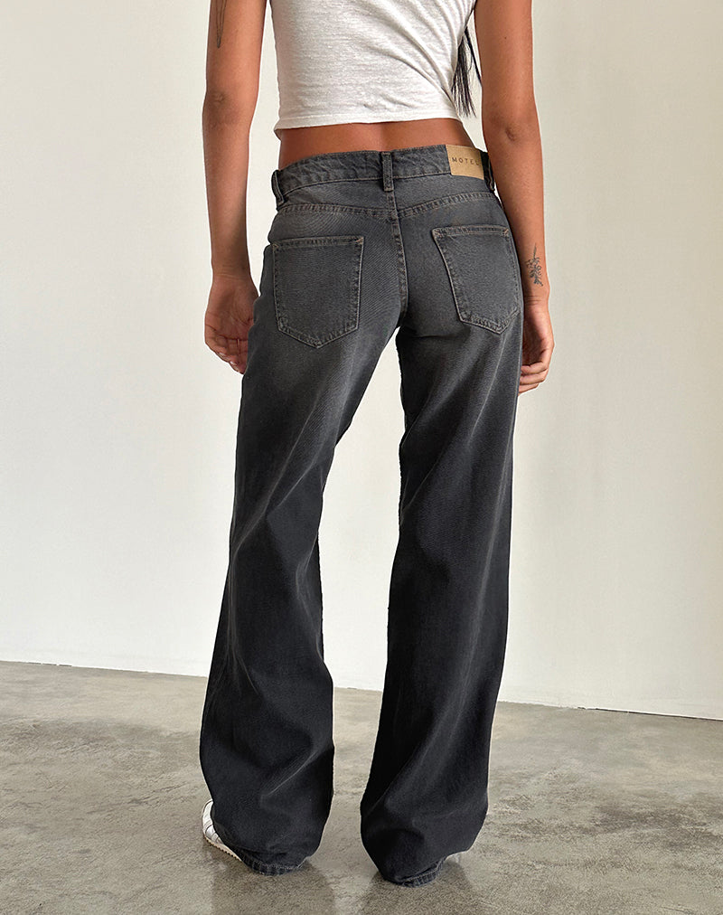Image of Low Rise Parallel Jeans in Grey Used Bleach