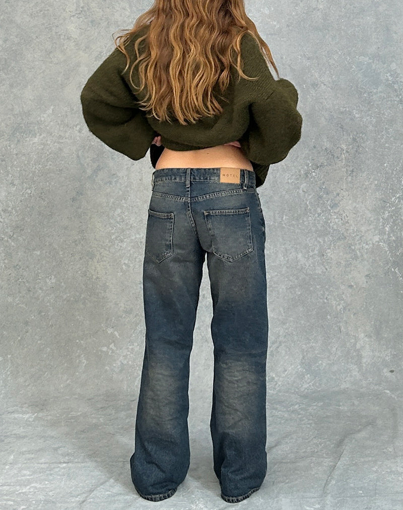 Image of Low Rise Parallel Jeans in Steel Blue