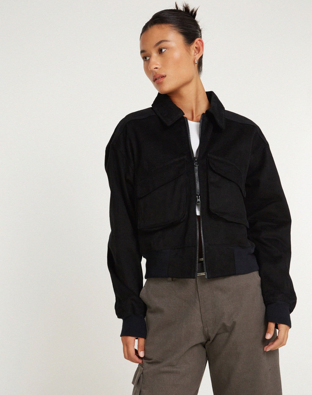 Veste MA2 en sergé daim noir