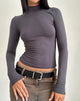 Image de Mabel High Neck Long Sleeve Top in Rib Black Forest