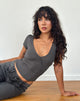 Image de Machiko Plunge Wrap Top in Charcoal Grey