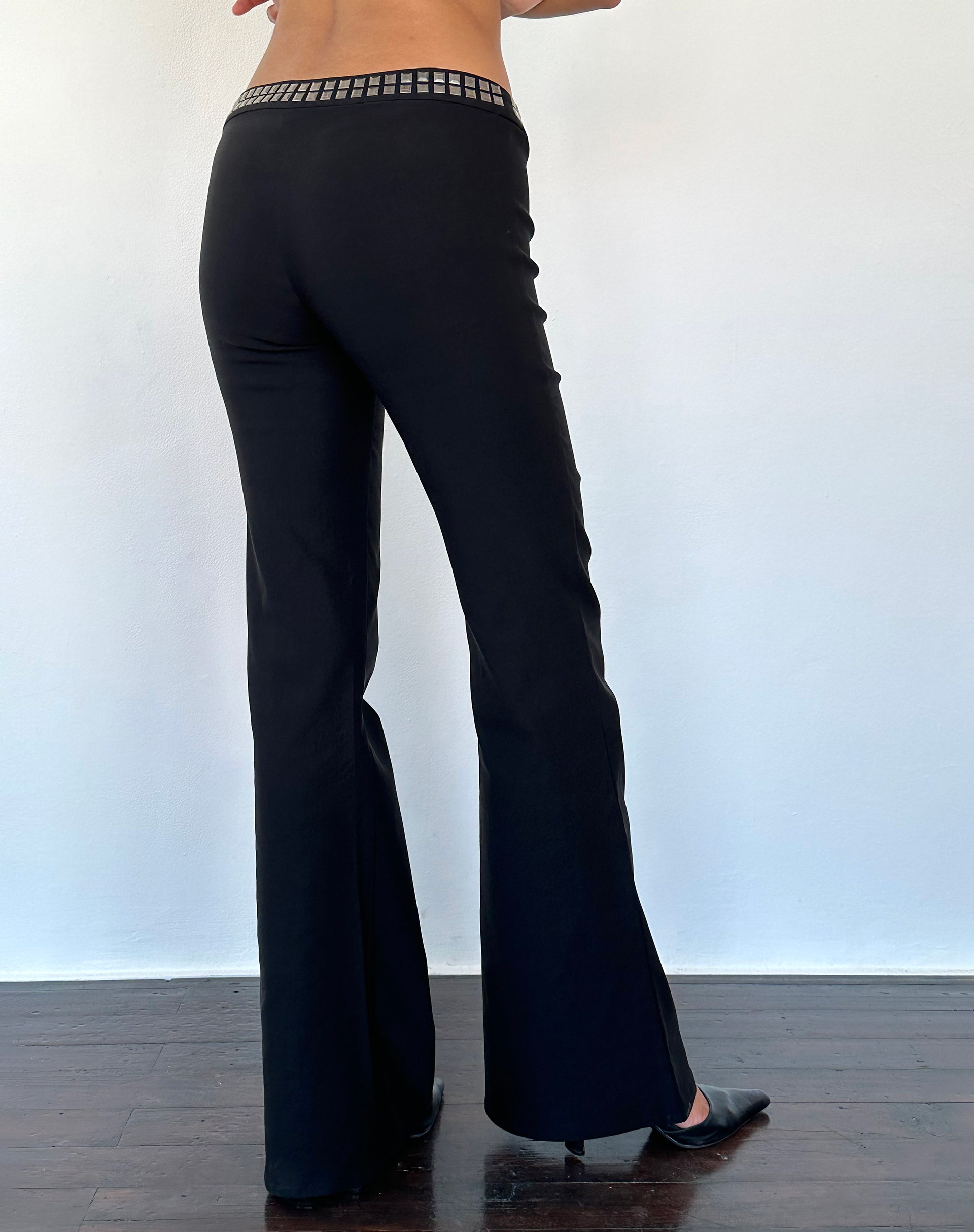 Image de Macias Studded Flared Trousers in Black Tailoring