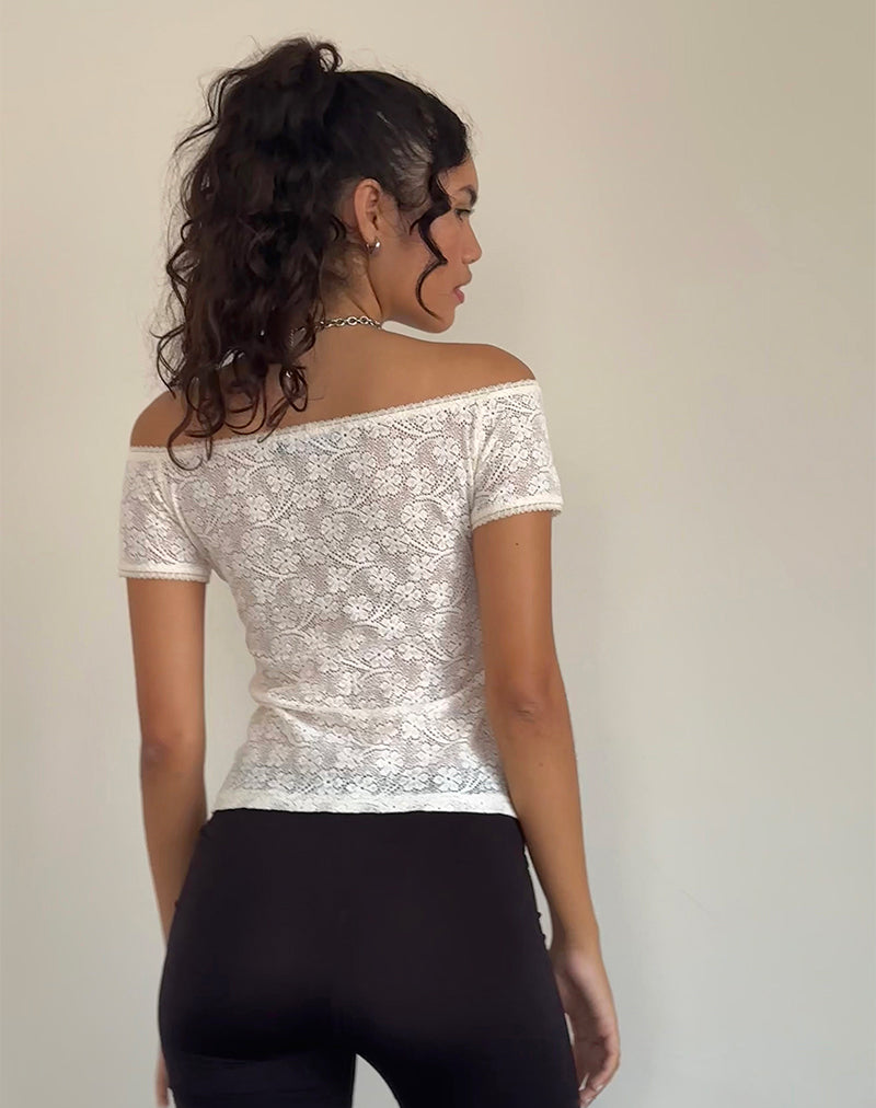 Image de Mageina Bardot Top in Lace Ivory