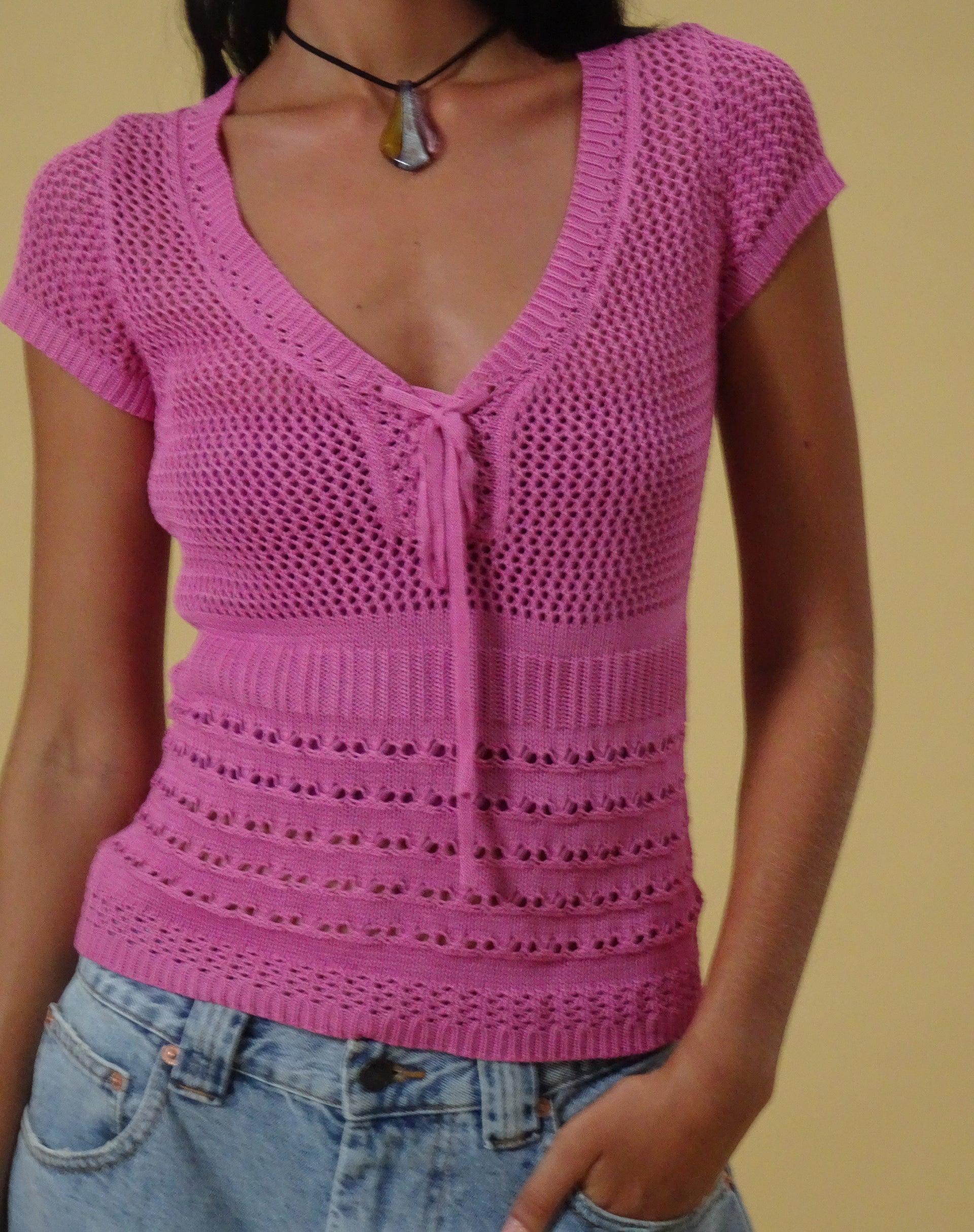 Image de Maika Top tricoté en framboise