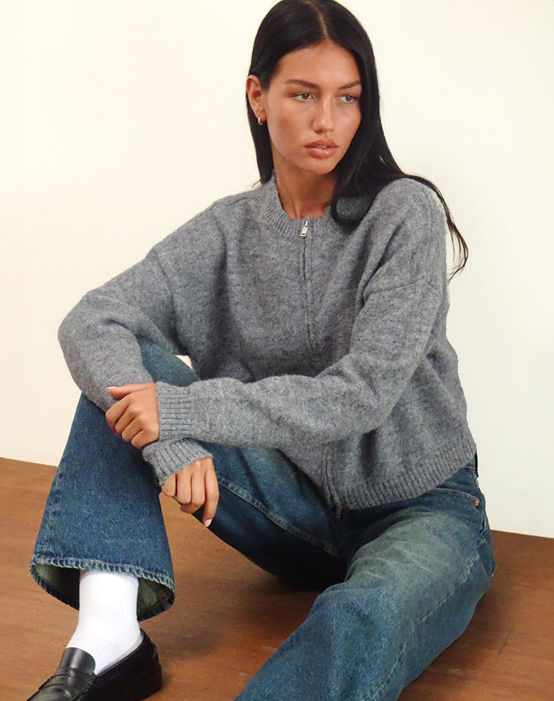 Veste zippée Maira en tricot gris