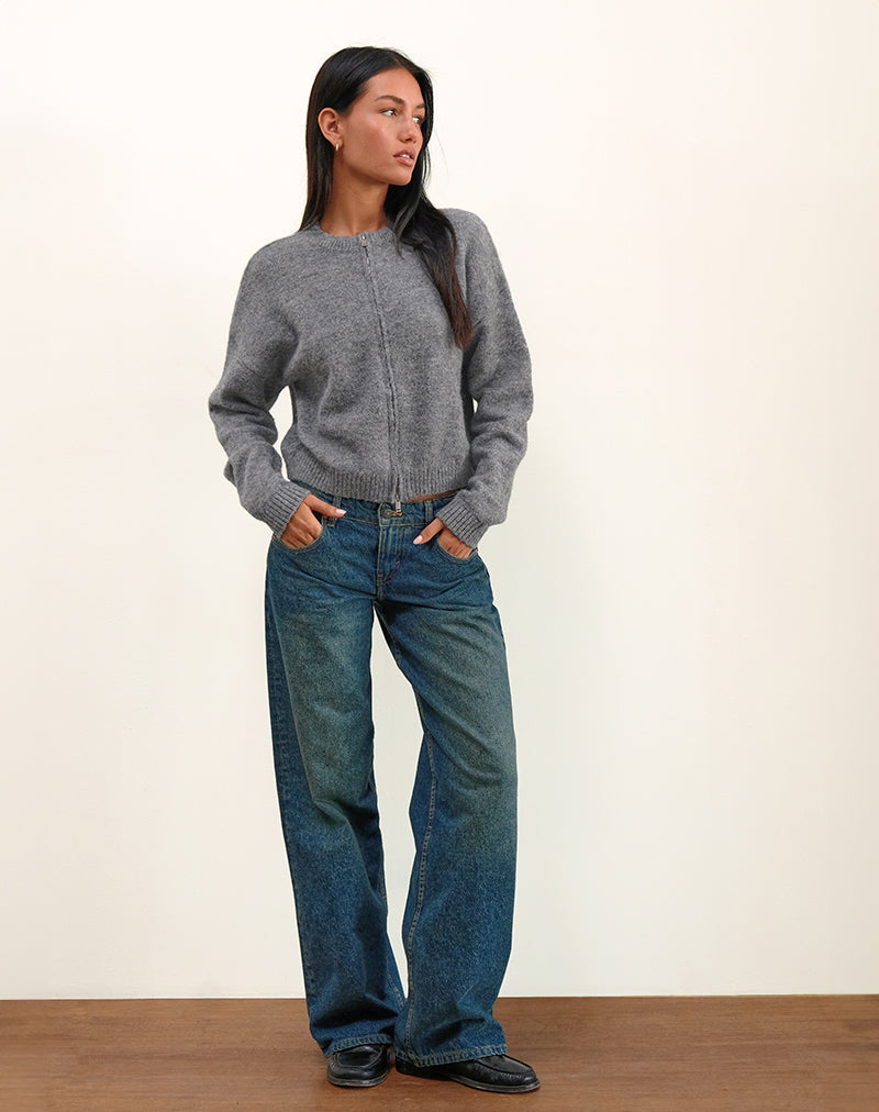 Image de Maira Zip Through Jacket in Knit Grey