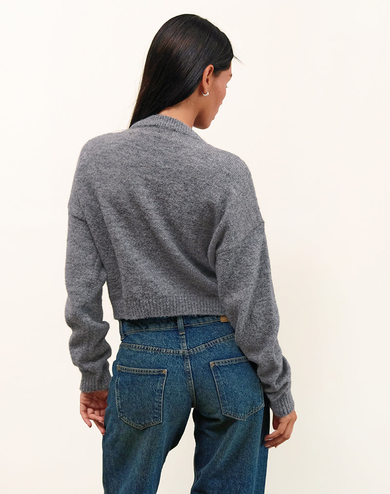 Image de Maira Zip Through Jacket in Knit Grey