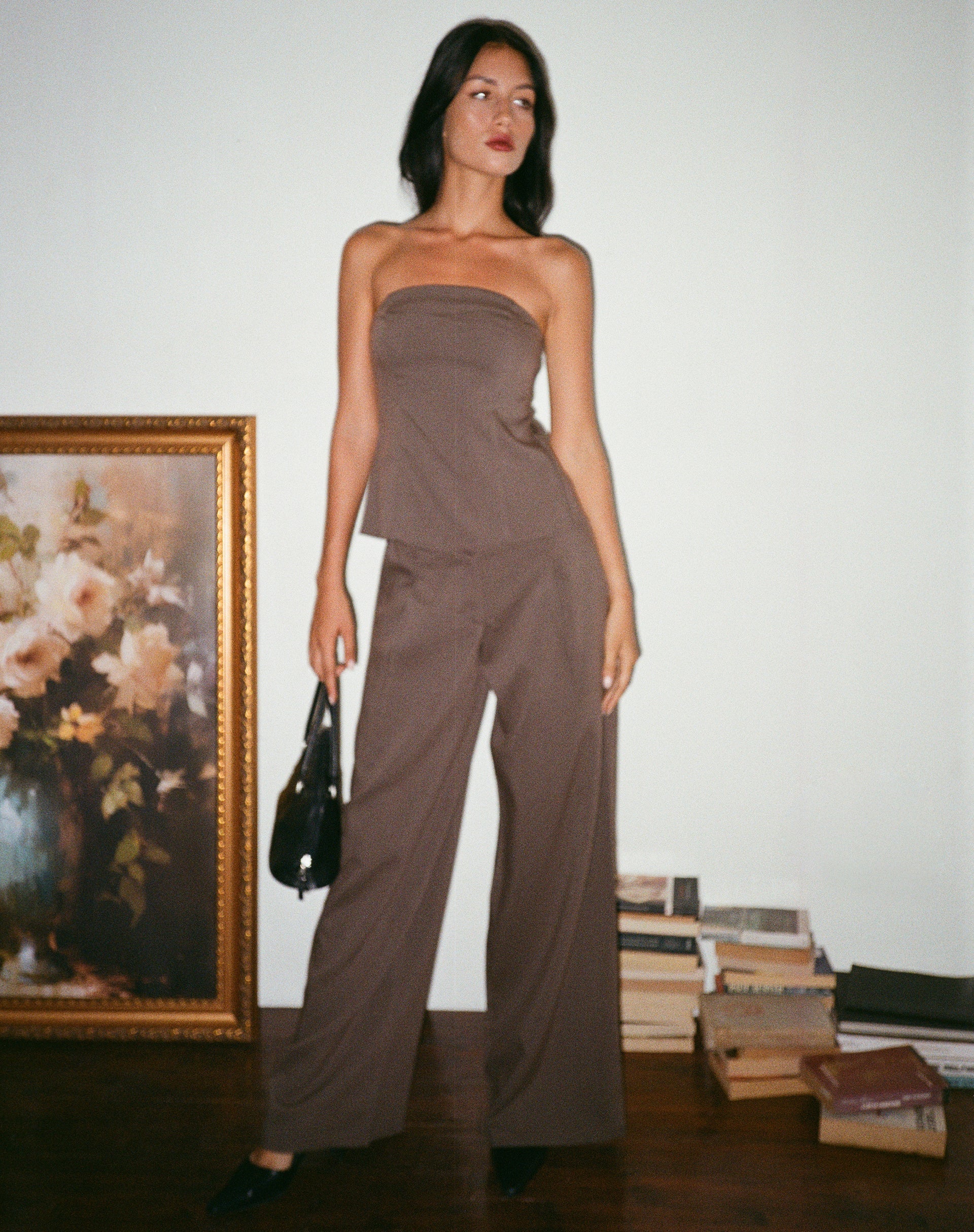 Image de Mairi Longline Bandeau Top in Taupe Tailoring