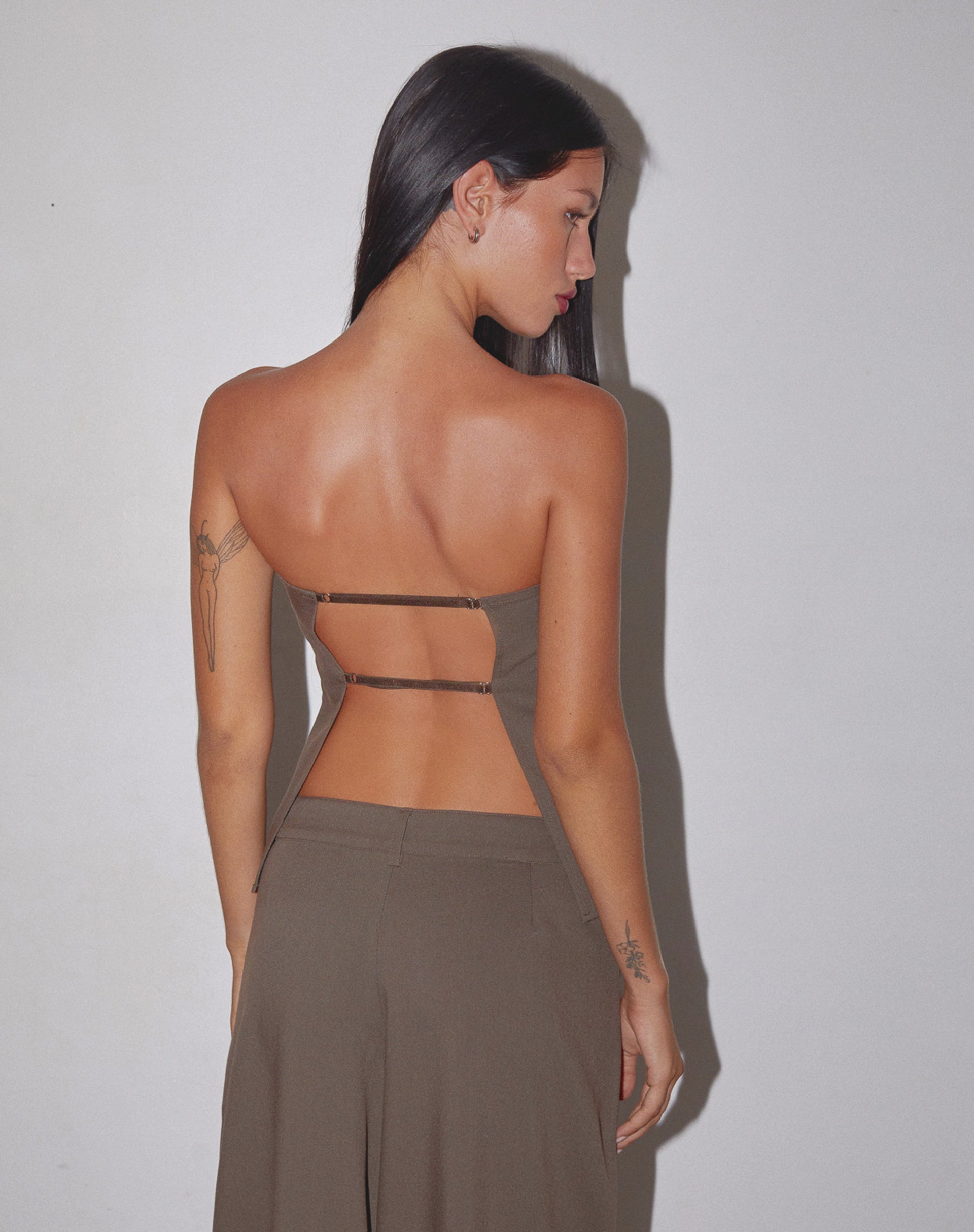 Image de Mairi Longline Bandeau Top in Taupe Tailoring