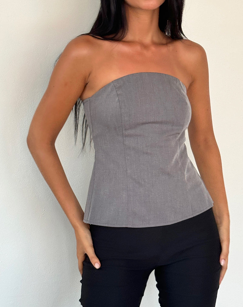 Image de Mairi Longline Bandeau Top in Charcoal Tailoring