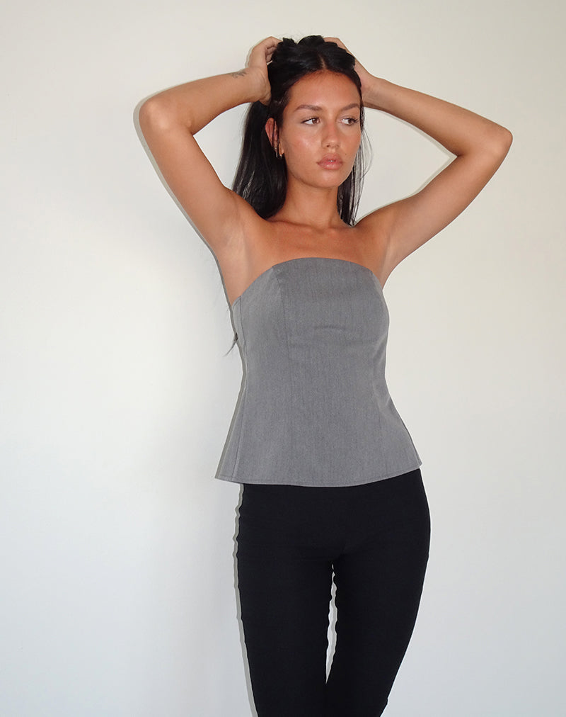 Image de Mairi Longline Bandeau Top in Charcoal Tailoring