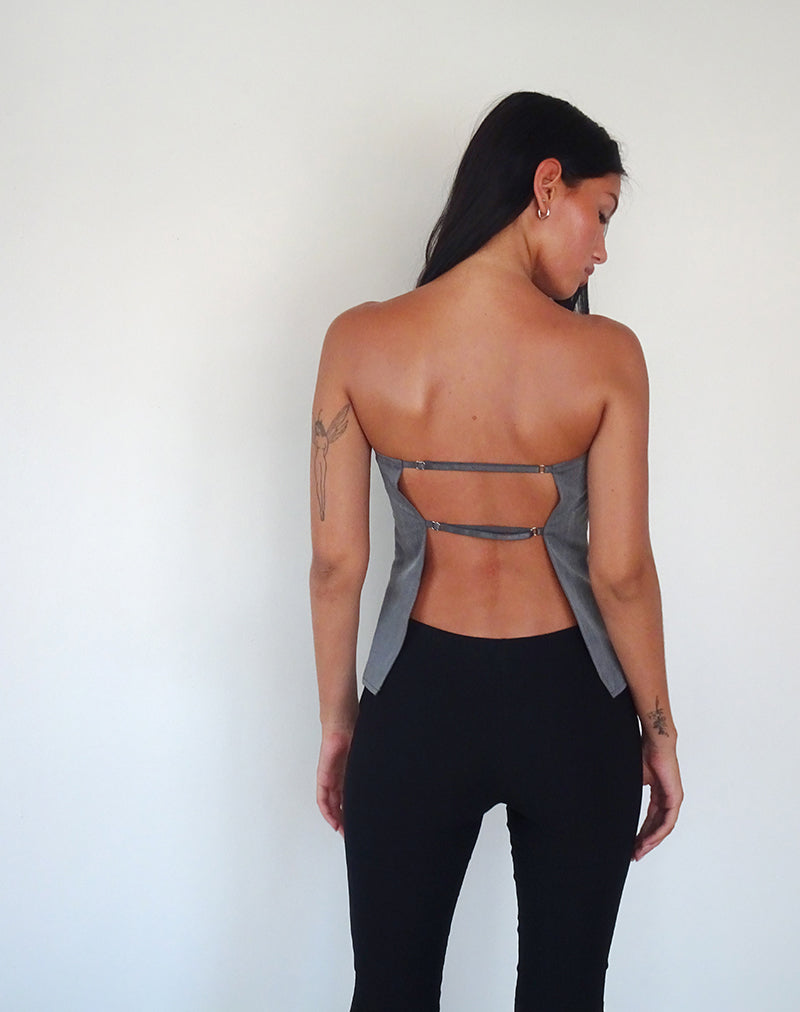 Image de Mairi Longline Bandeau Top in Charcoal Tailoring