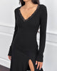 Image de Maivi Long Sleeve Top in Black with Lace Trim