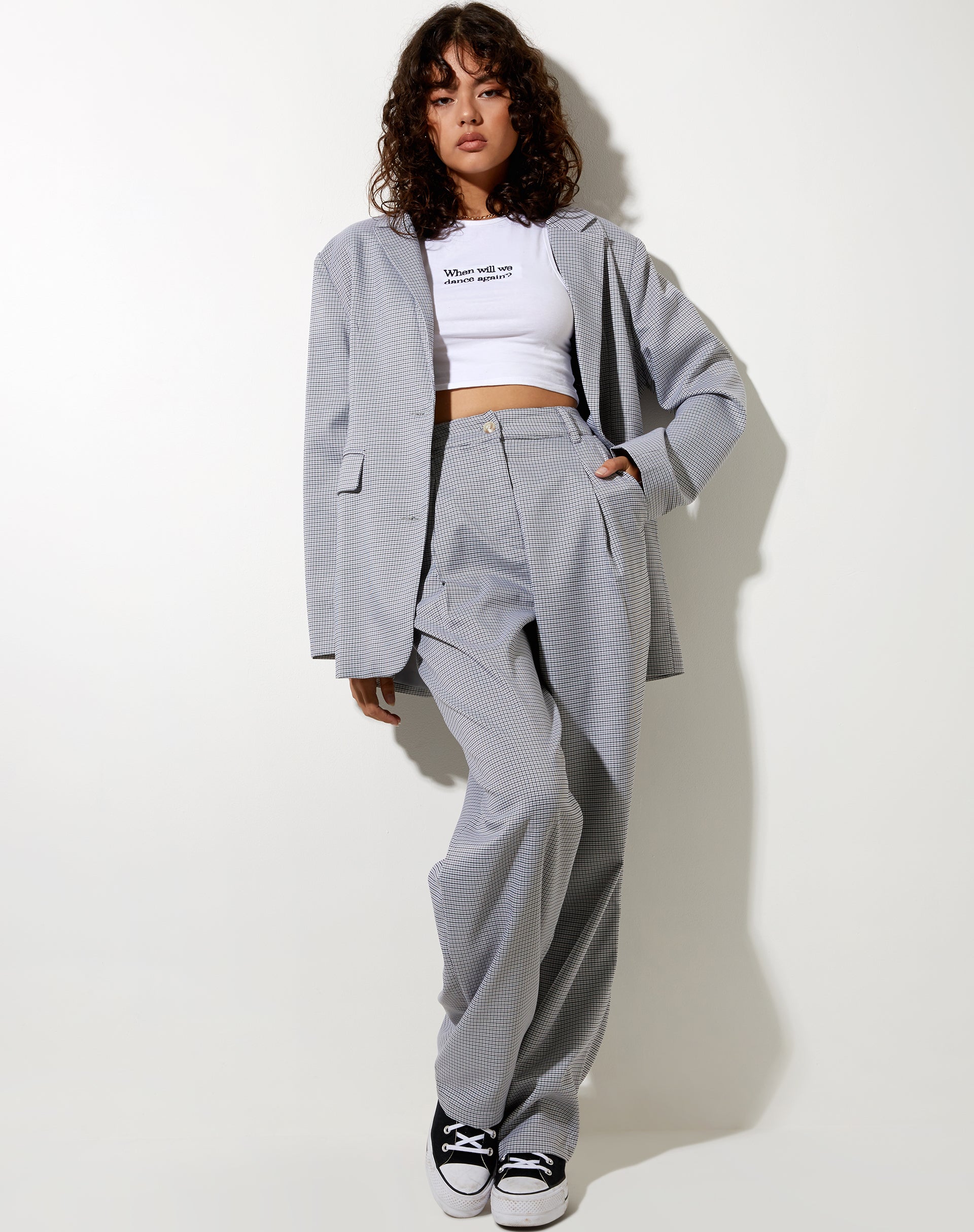 Image de Maiwa Blazer à petits carreaux Noir Gris