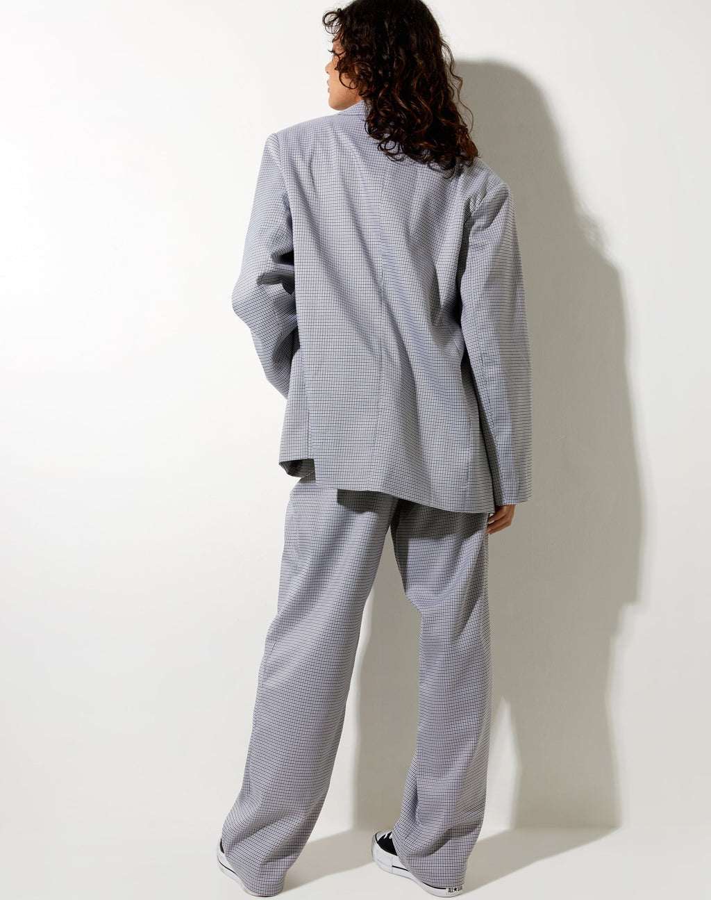 Blazer Maiwa à petits carreaux noir et gris