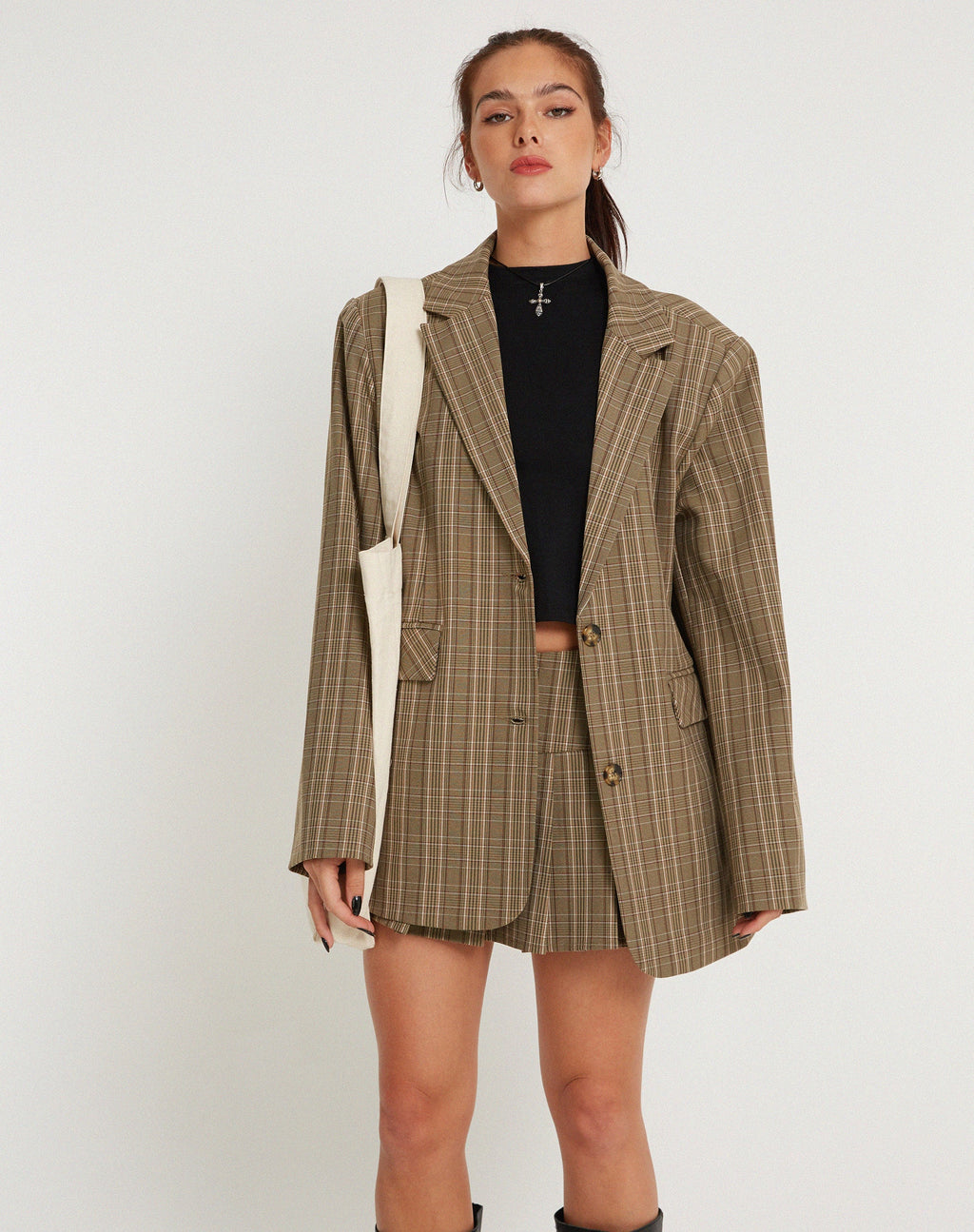 Blazer Maiwa à carreaux marron