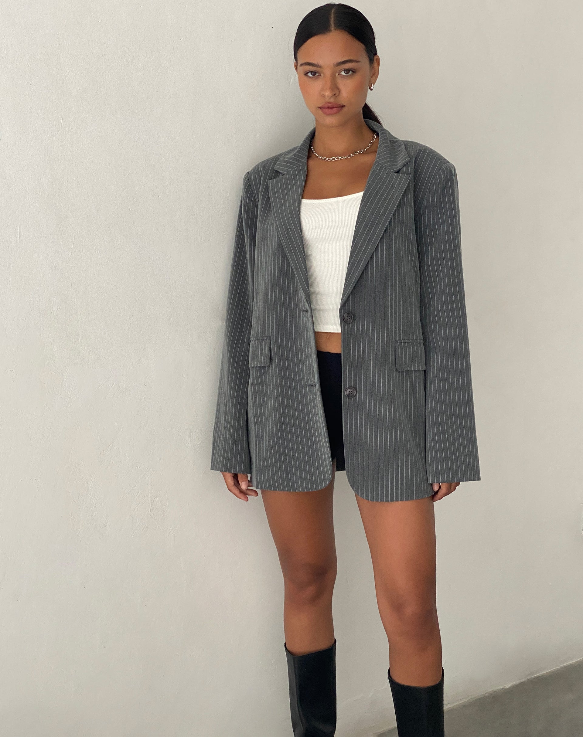 Image de Maiwa Blazer in Tailoring Grey Pinstripe