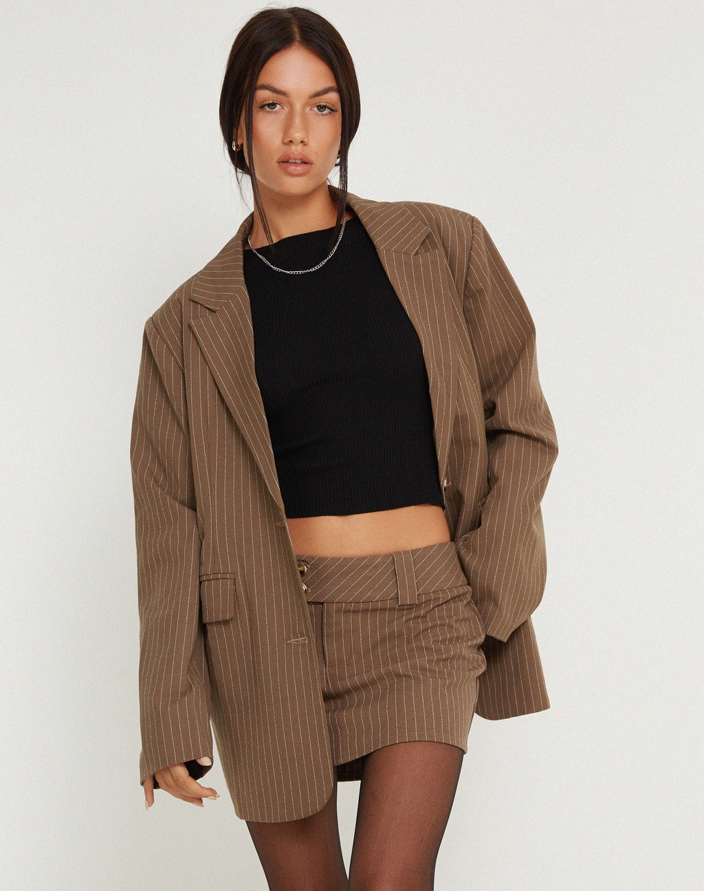 Blazer Maiwa à rayures brunes