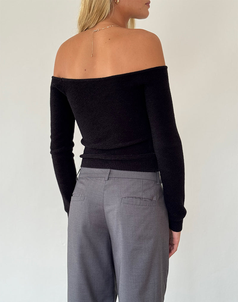 Image de Makena Bardot Jumper in Brushed Black