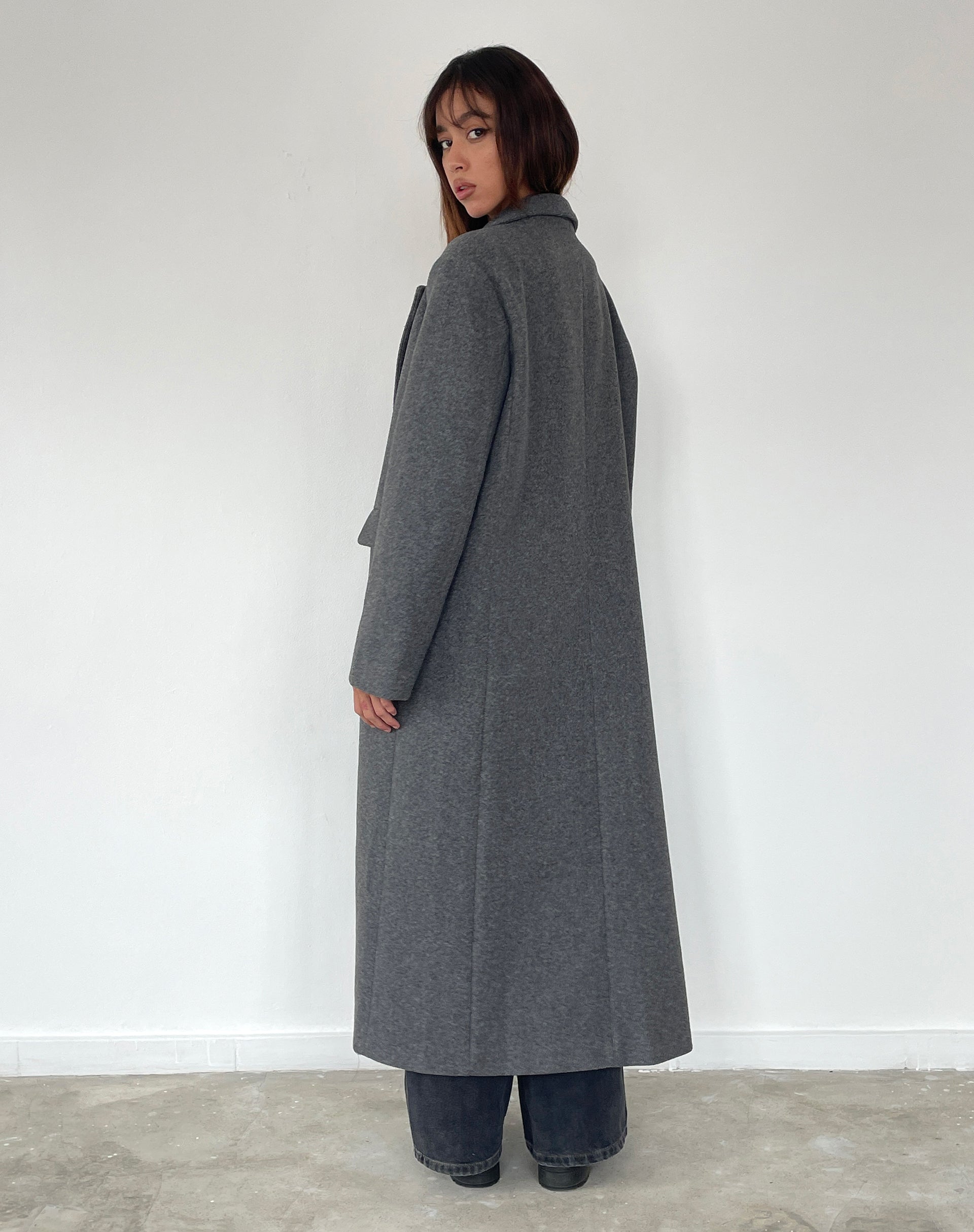 Image de Malati Longline Wool Coat in Charcoal