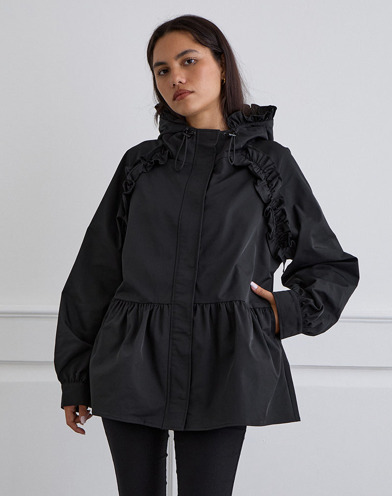 Image de Malcari Peplum Nylon Jacket in Black