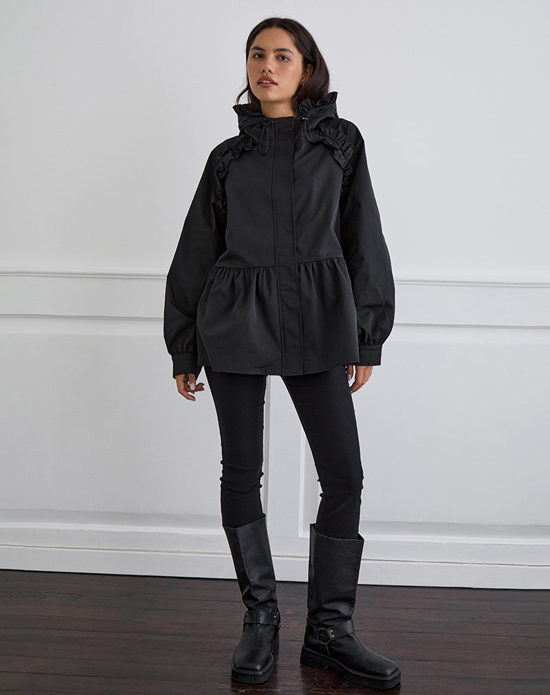 Image de Malcari Peplum Nylon Jacket in Black