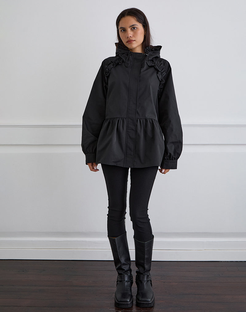 Image de Malcari Peplum Nylon Jacket in Black