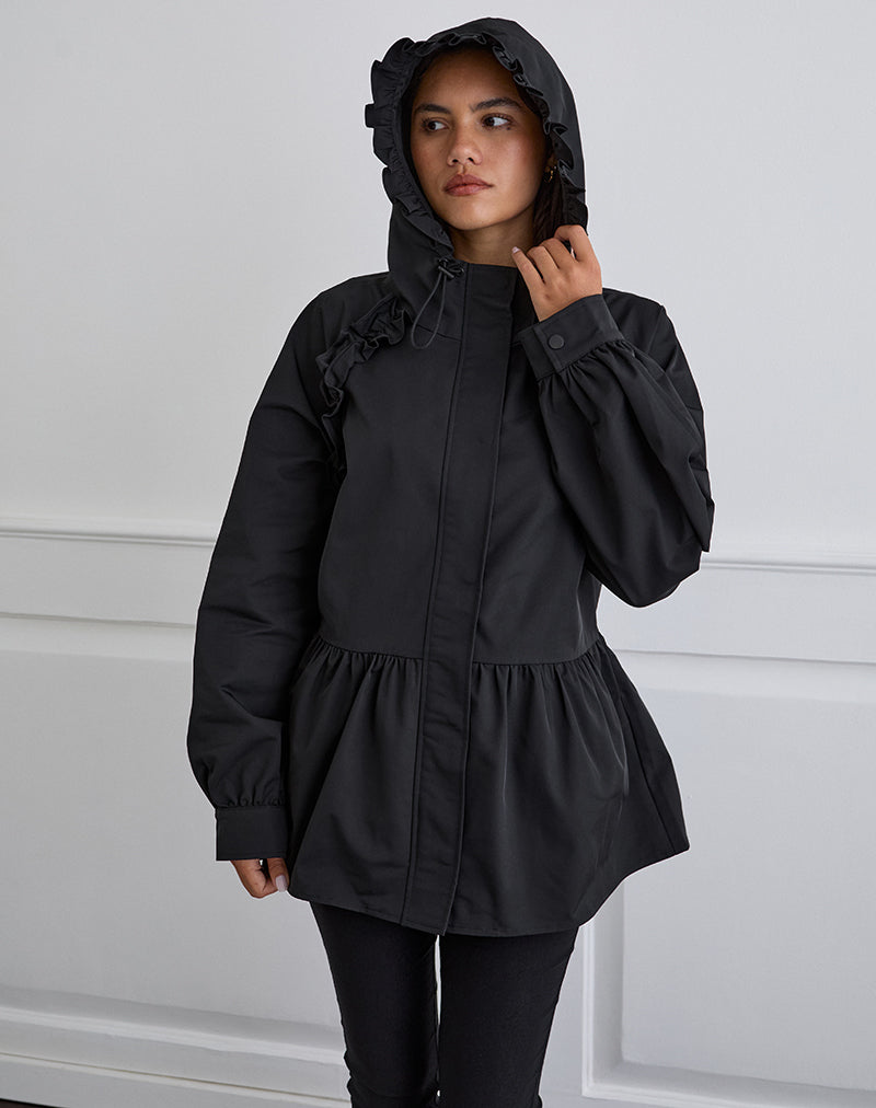 Image de Malcari Peplum Nylon Jacket in Black