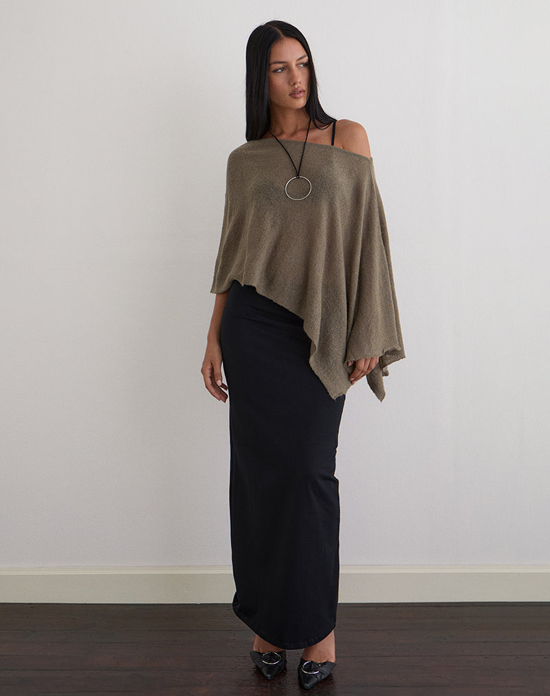 Image de Maliha Poncho en maille transparente Taupe