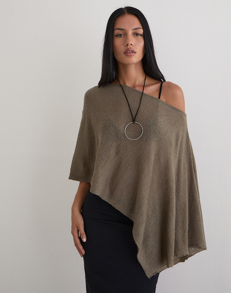 Image de Maliha Poncho en maille transparente Taupe