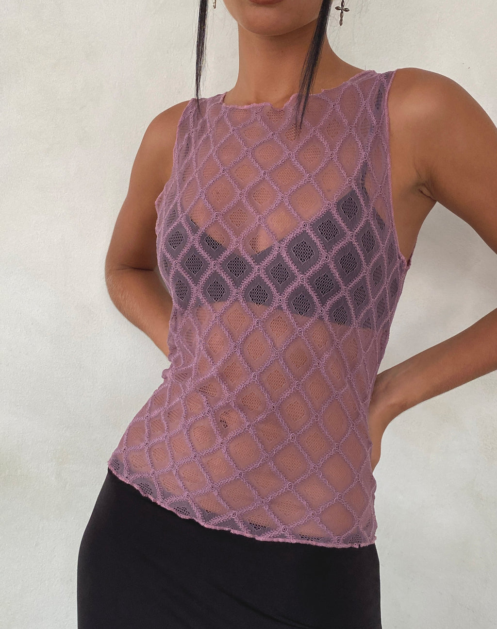 Maloe - Débardeur à motifs en dentelle - Mauve