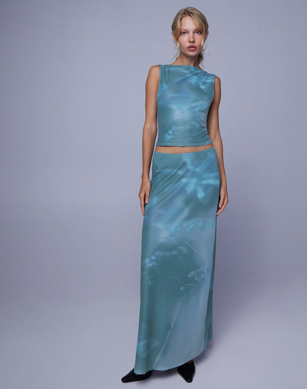 Jupe longue Nola, Lumen Floral Blue