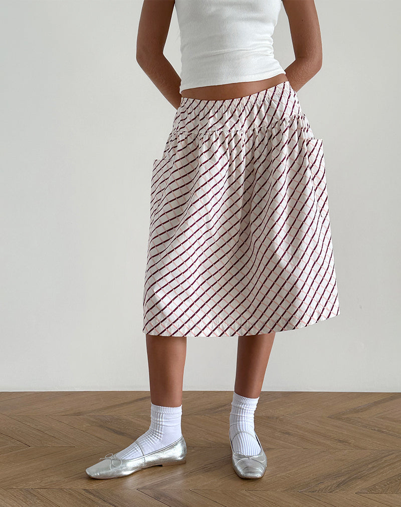 Jupe midi Manasi, carreaux géométriques