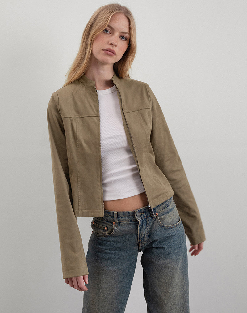 Veste Mandy en faux daim Noyer