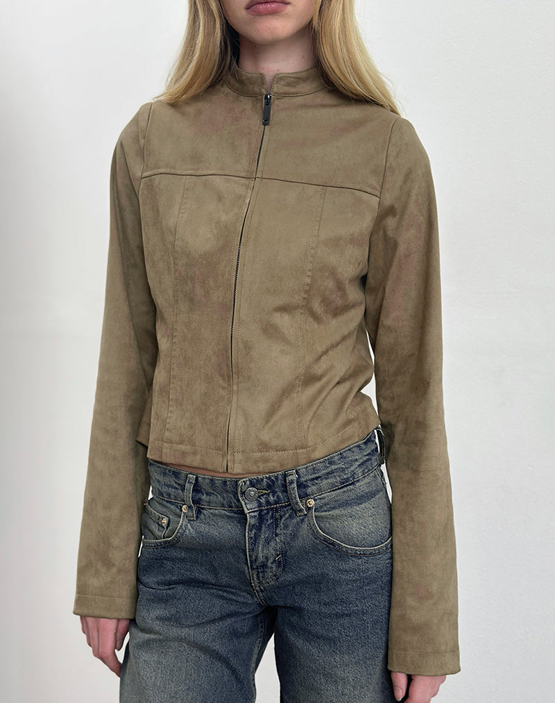 Veste Mandy en faux daim Noyer