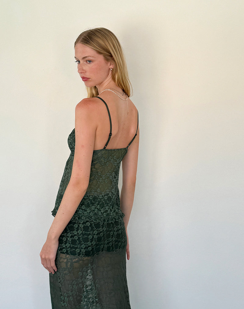 Image de Manora Cami Top in Sage Canina Rose Lace