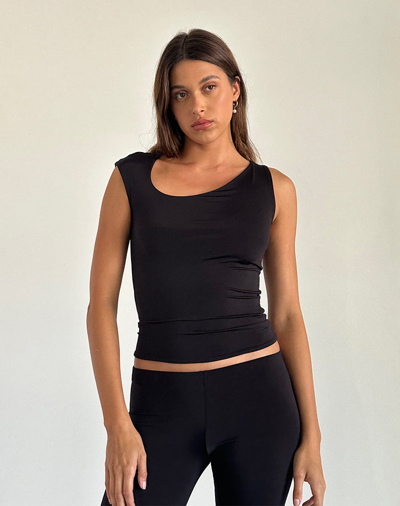 Marcie Asymmetric Top in Slinky Black (Top asymétrique en noir)