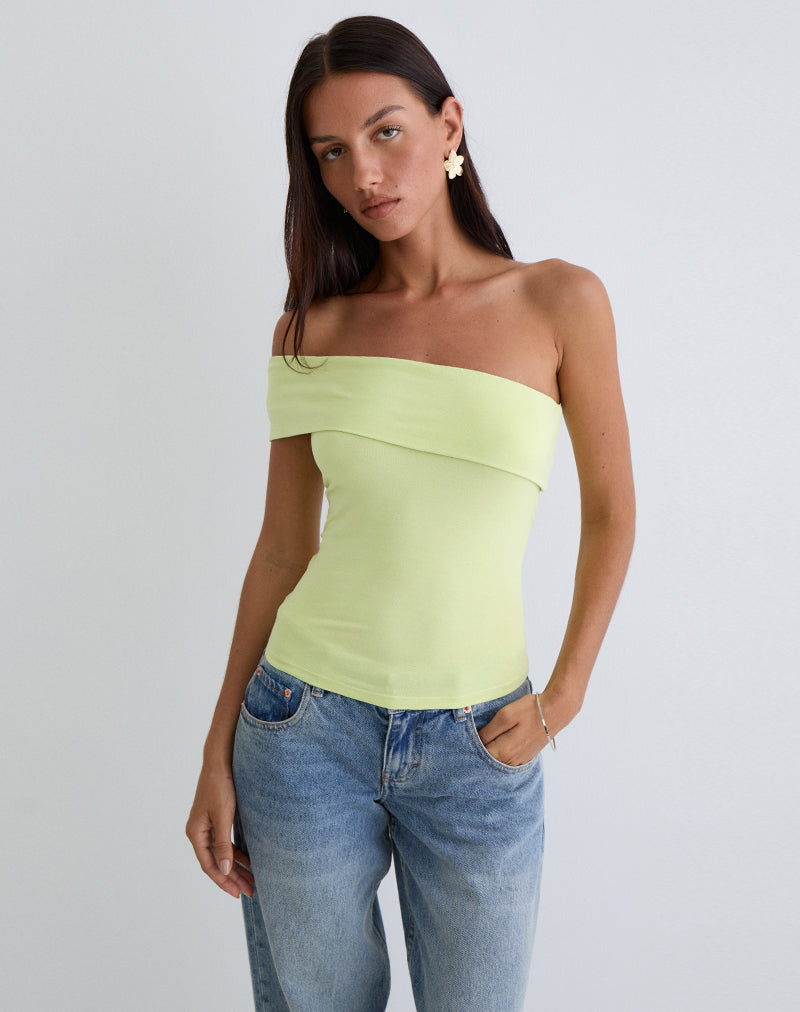 Top asymétrique Marga en pistache
