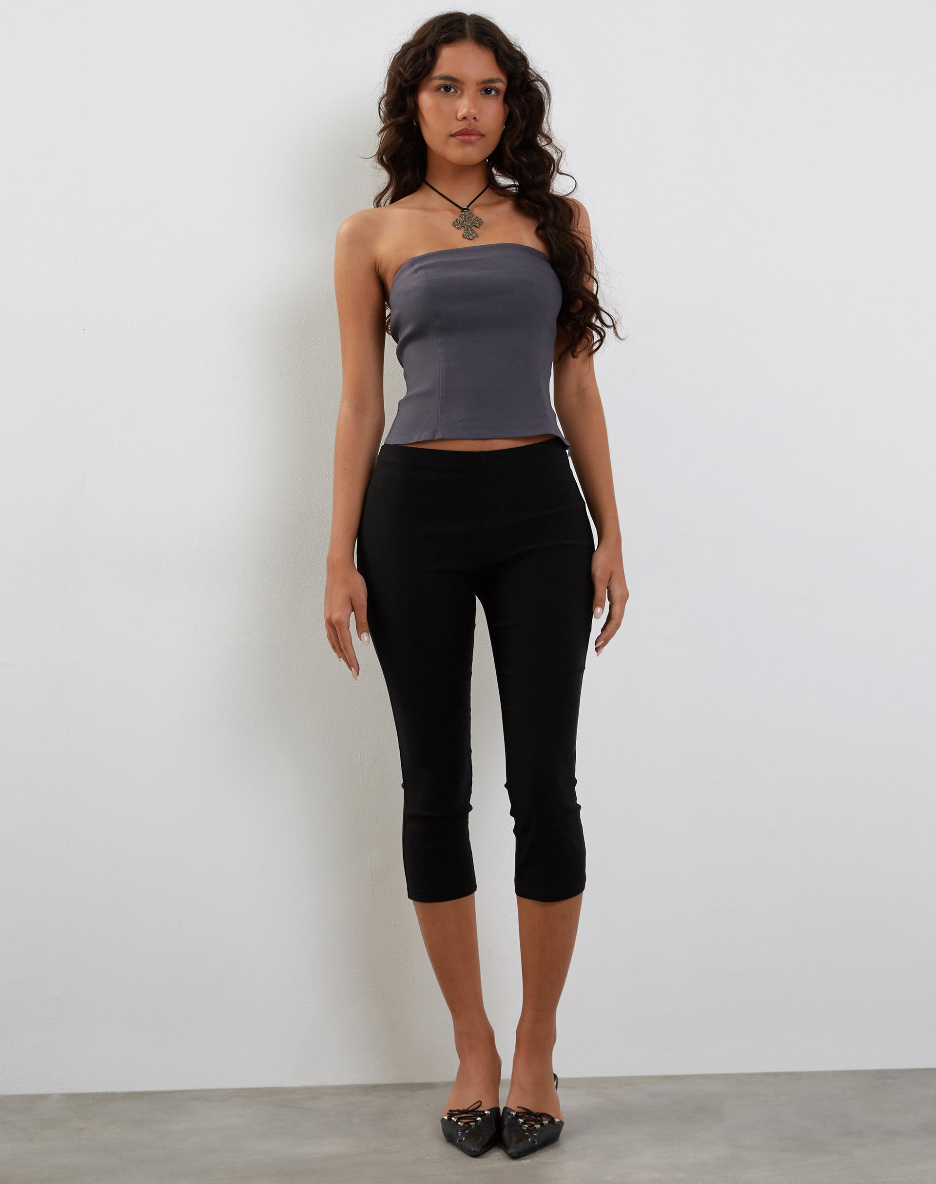 Image de Maribaya Longline Corset Top in Charcoal Soft Tailoring