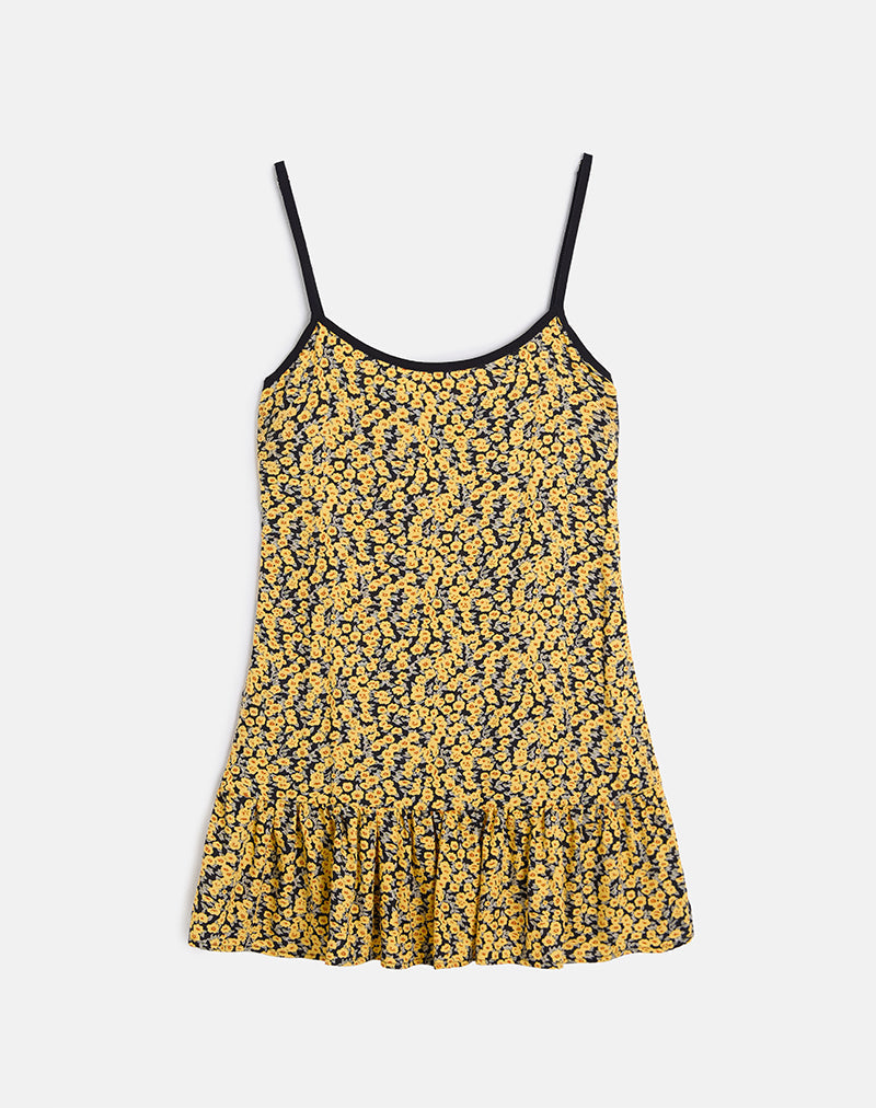 Marige - Mini robe à col rond en Mini Bloom Yellow