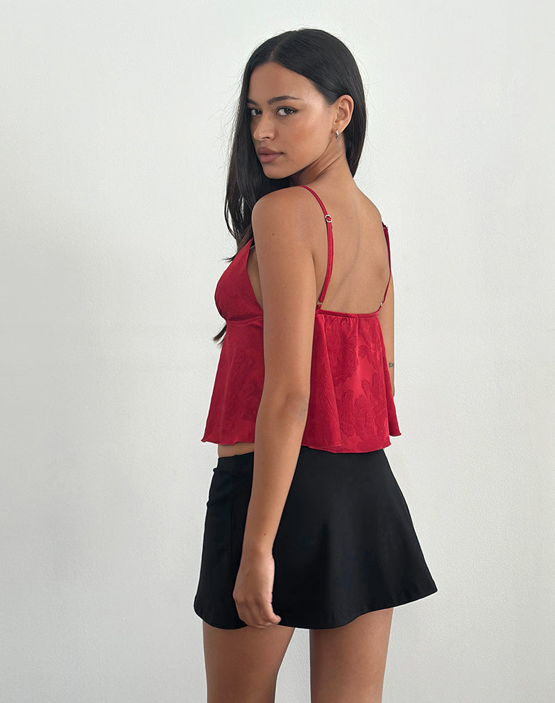 Image de Marinda Top in Satin Jacquard Burgundy