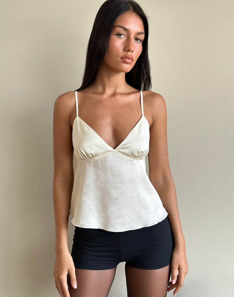 Top Marinda en satin jacquard Ivoire